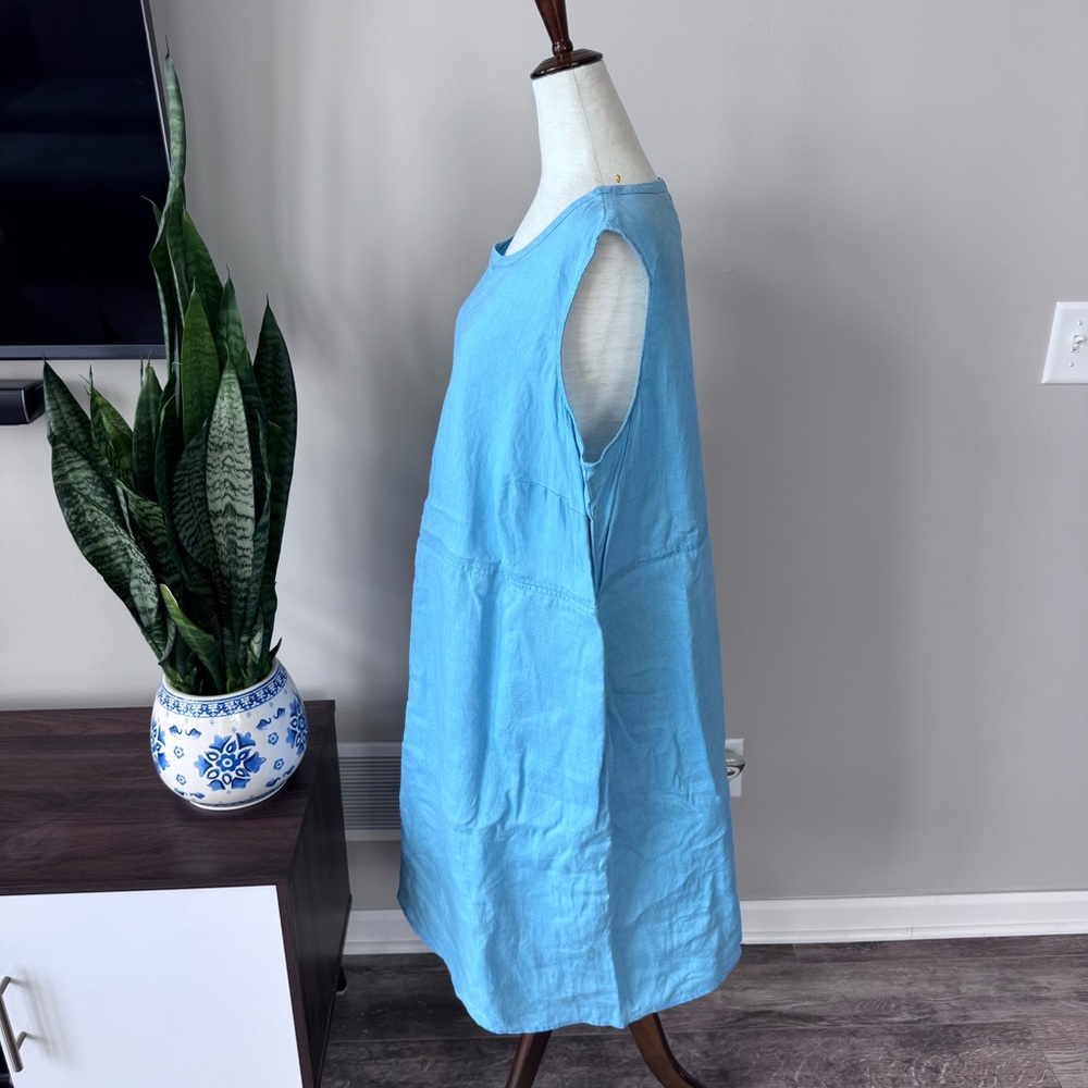 J.Jill Sleeveless Light Blue Linen Shift Dress - Picture 2 of 9